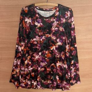 LOGO Lori Goldstein multicolor floral tunic size XL rayon long sleeve